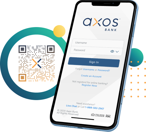 Cell phone displaying Axos mobile app