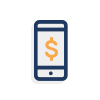 Cell phone displaying dollar sign icon