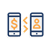 Cell phones transferring money icon